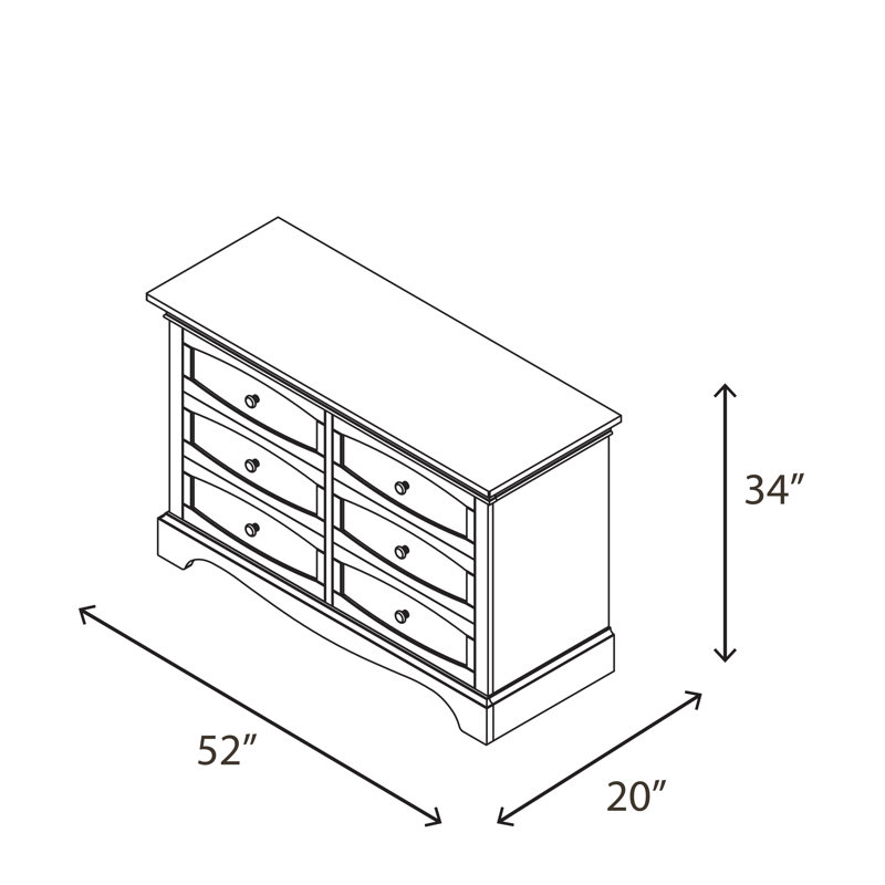 Eadoin Kids 6 - Drawer Dresser, Granite