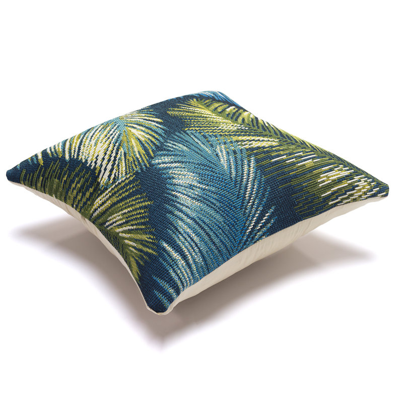 Floral Outdoor Throw Pillow, Navy