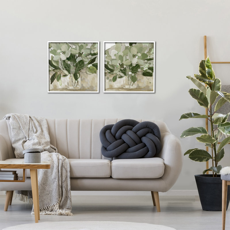 «Modern Earth Tone Bouquets», ensemble de 2 giclées encadrées, design par Carol Robinson, H 17 po x l 34 po