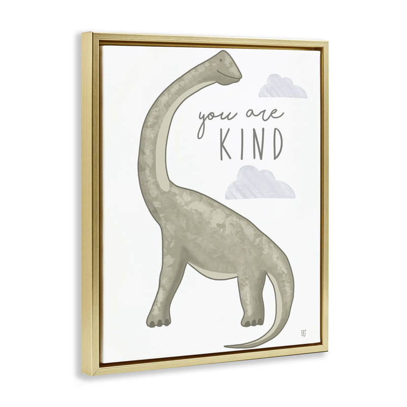 Cadre flottant You Are Kind Dinosaur, design par Elizabeth Tyndall, Cadre flottant métallique doré, H 21 po x l 17 po