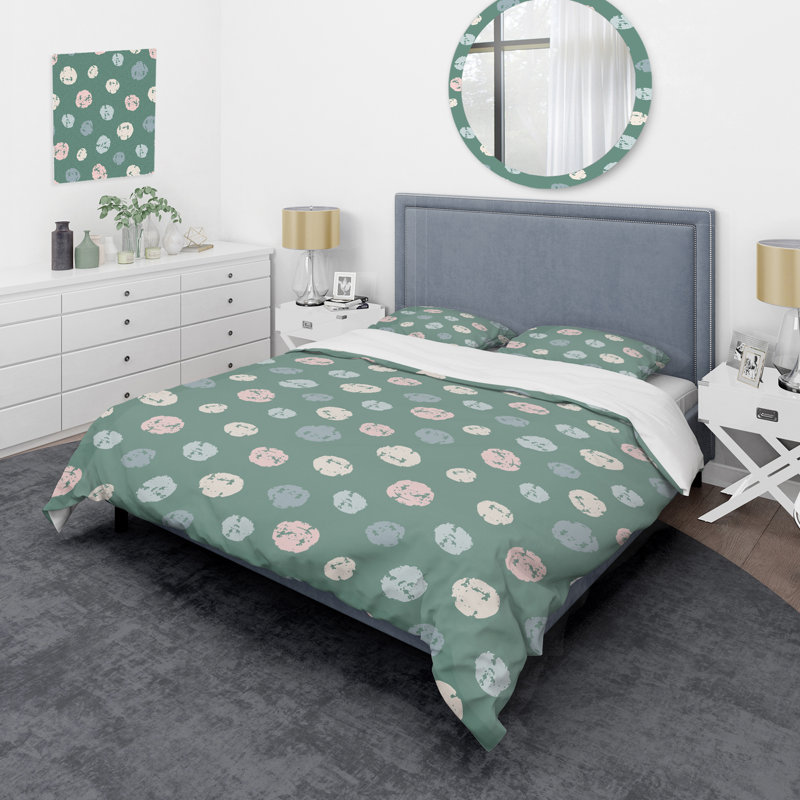 Cream Circle Pattern Polyester Dots Duvet Cover