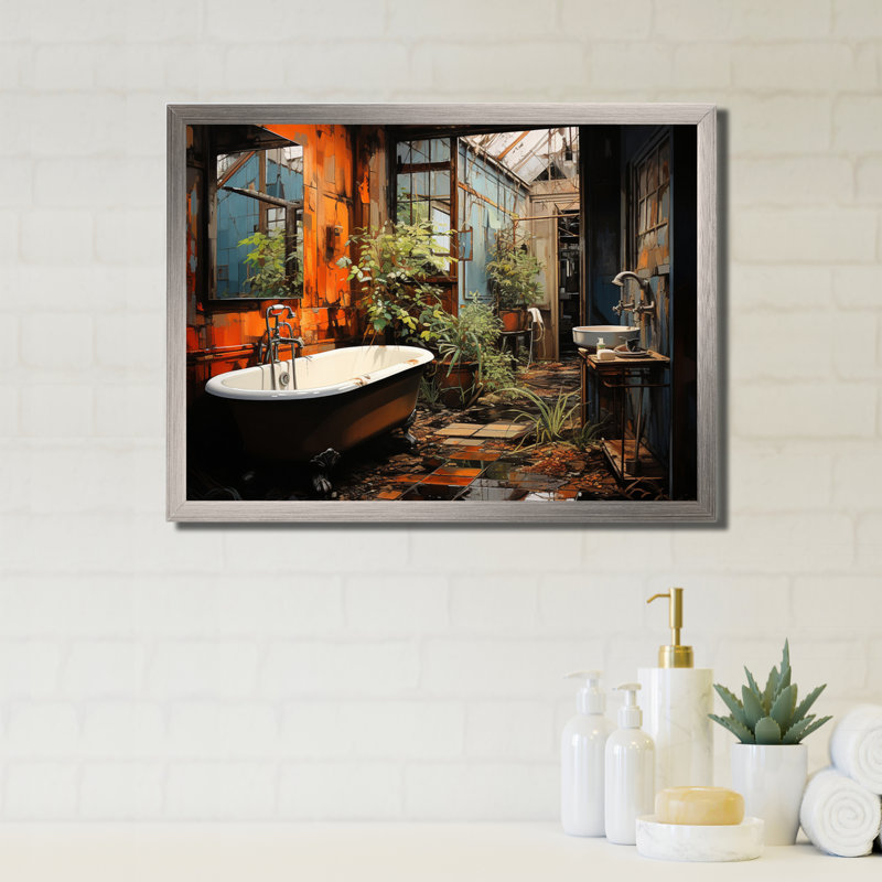 Salle de bain Urban Oasis I - Art mural de salle de bain, H 16 po x l 32 po x P 1 po, Toile tendue