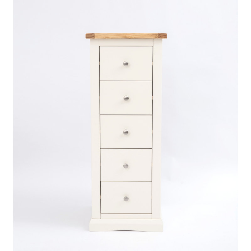 45 cm W Chest of 5 Drawers, Off White
