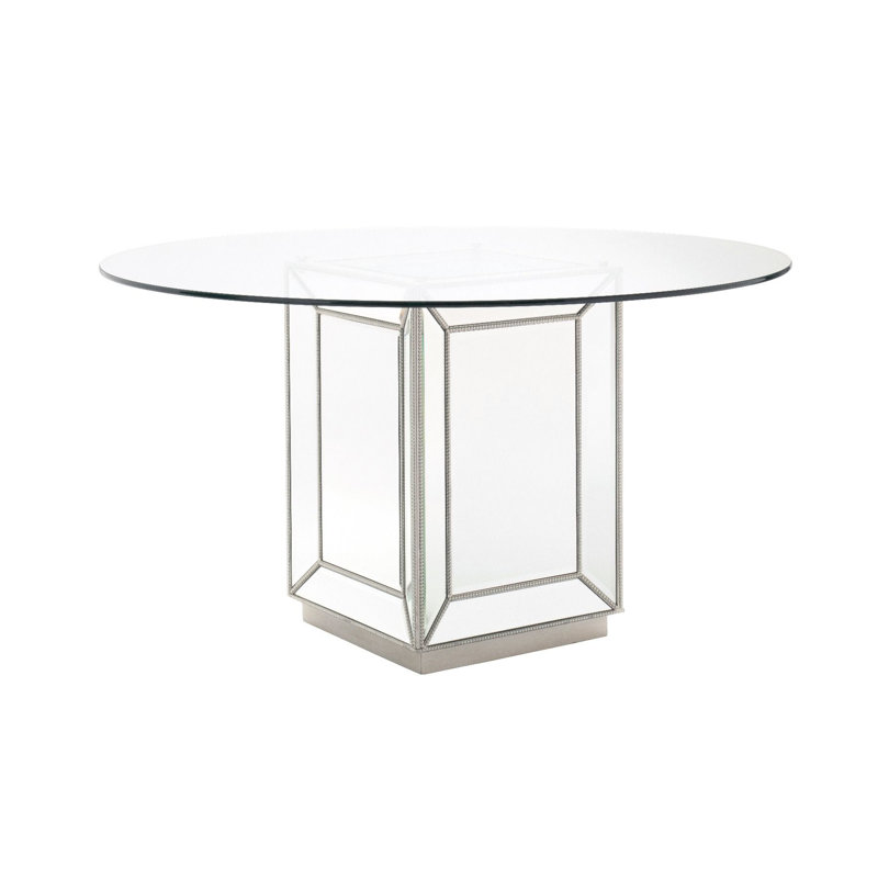 Vermili Round Glass Top Metal Base Dining Table