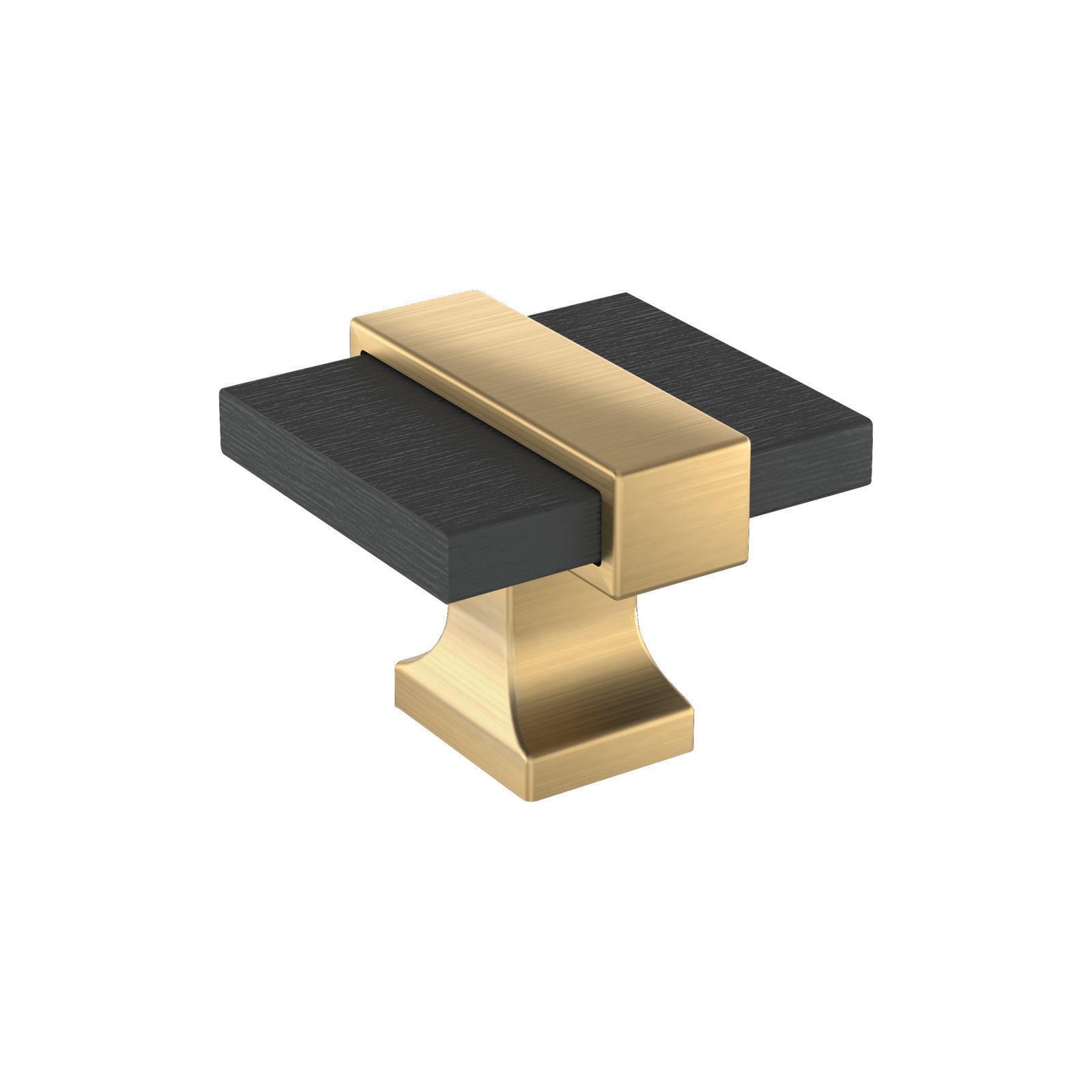 Overton Square Cabinet Knob, Brushed Matte Black/Champagne Bronze
