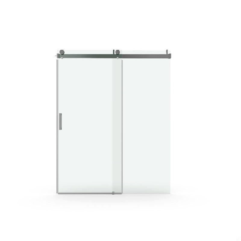 Porte de douche coulissante simple sans cadre à fermeture en douceur de 56 à 60 po x H 76 po, verre trempé de 1/4 po (6 mm)