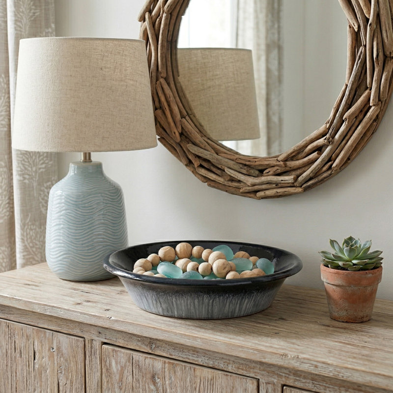 Bol décoratif moderne avec forme effilée - bol décoratif élégant idéal pour les centres de table - style de table basse décorative et décoration intérieure - 18 po, bleu