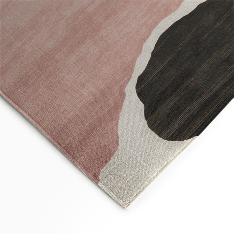 Watercolor Black Indoor and Outdoor Area Rug, Rectangle 5' x 7'