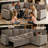 Muli 3-Piece Brown Chenille Sectional Sofa Sleeper with Storage and USB Charge-1306050447