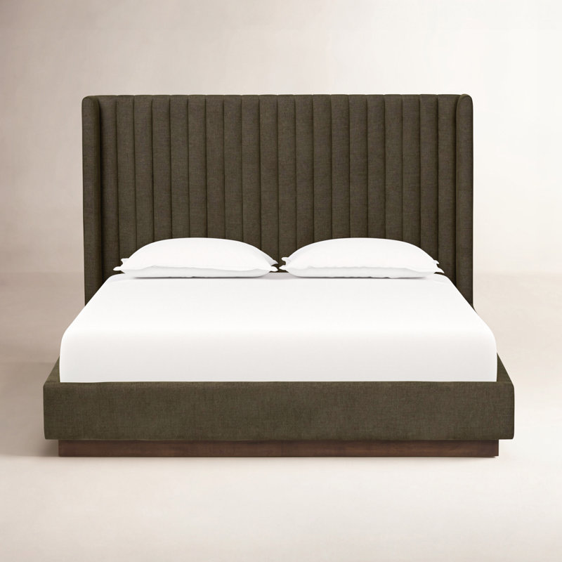 Montgomery Upholstered Wingback Bed, Queen, Sutton Olive