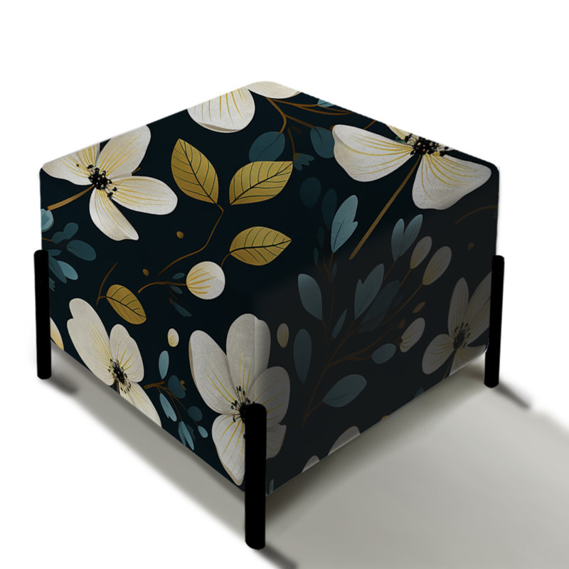 Beauté florale minimaliste en ivoire - repose-pieds carré floral