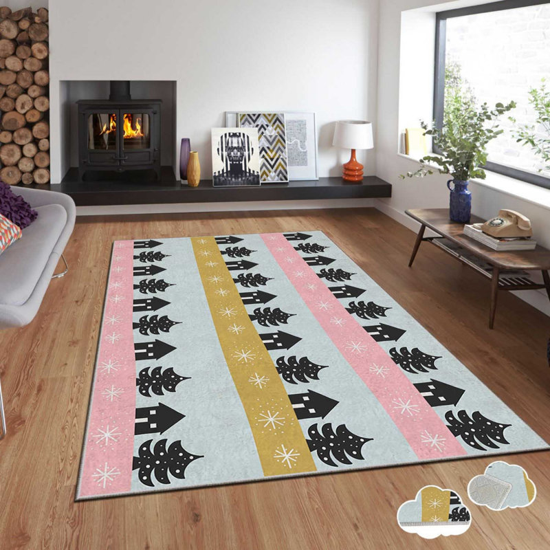 Luxurious Velvet Carpet, 3.3 x 5.9 Feet, 100% Polyester, 740 g/m² | Non-Slip Dot Underside, Laminated Sponge for Comfort | Digital Printing, Easy to Clean, Machine Washable at 86°F | Perfect for Living Room & Bedroom