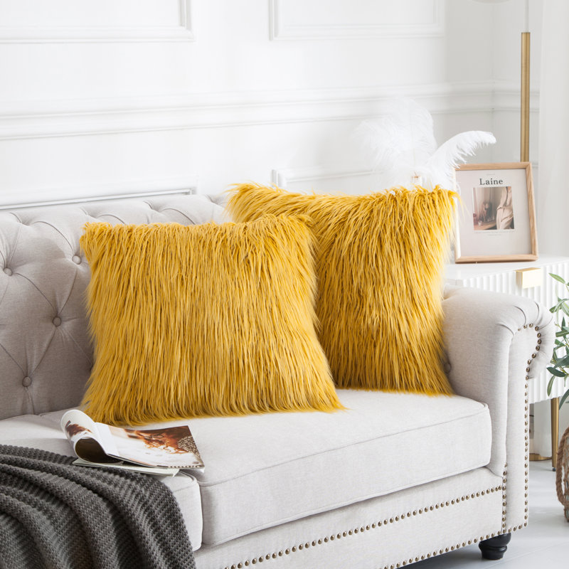 Geometric Square Cushion Cover, Lemon Curry