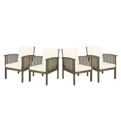 Ensemble de 4 chaises d'extérieur en bois d'acacia