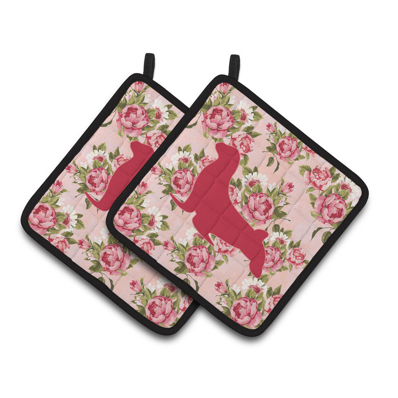 Caroline's Treasures Seal Floral Polyester Potholder, Pink