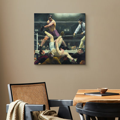 Vintage Boxing Match Drama Artwork, Early 20th Century Sports Scene Pictures, Framed Canvas Giclee Print Wall Art