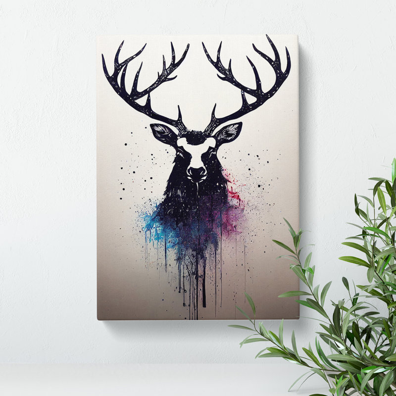 Stag Graffiti No.1 - Wrapped Canvas, 50cm H x 35cm W x 3cm D