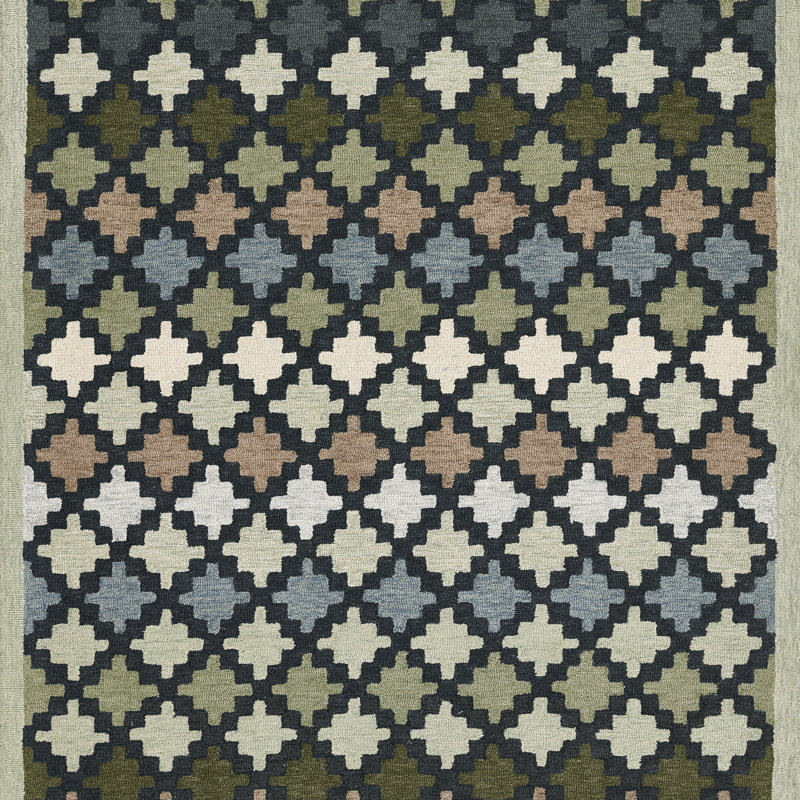 Erin Gates by Momeni Abbot Hand Tufted Wool Geometric Blue Area Rug, Rectangle 2' x 3'