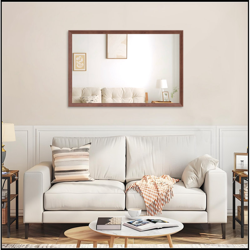 Miroir mural avec cadre en aluminium, Walnut