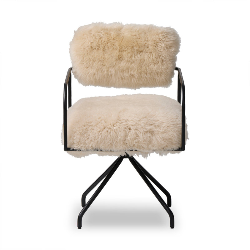 Fenn Desk Chair-Crypton Nomad Mushroom, Champagne Mongolian Fur