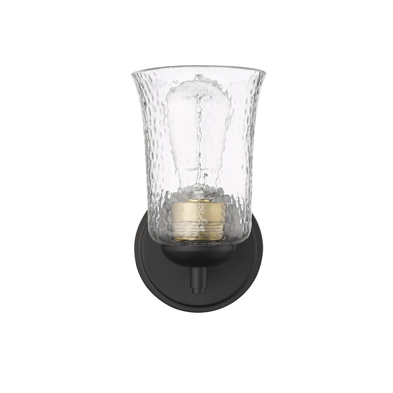 Grande applique à bras en acier 9 po Aafiyah avec verre ciselé transparent