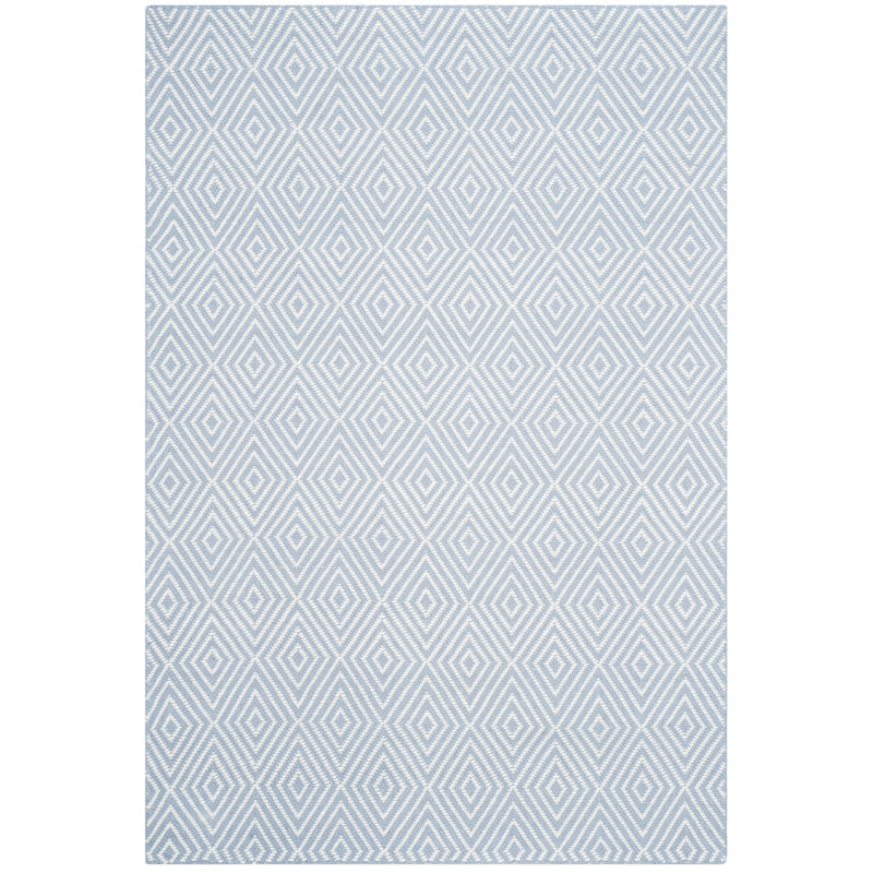 Hand-Hooked Wilton Light Blue Wool-Viscose 5' x 8' Rectangular Rug