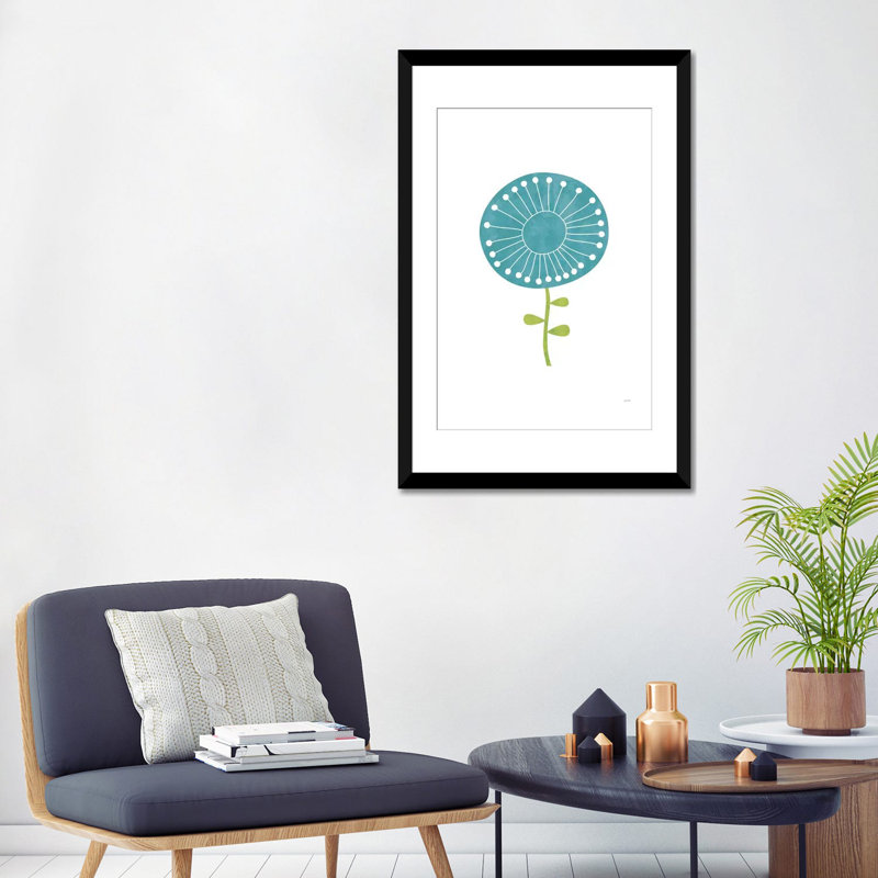 «Modern Flowers I», impression sur toile, Papier beaux-arts encadré noir, H 24 po x l 16 po x P 1 po, Blanc