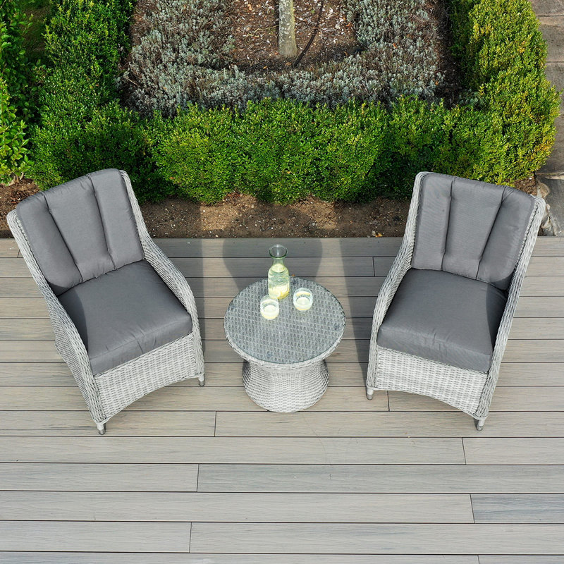 Crimora Rattan Bistro Set - with Weatherproof Cushions