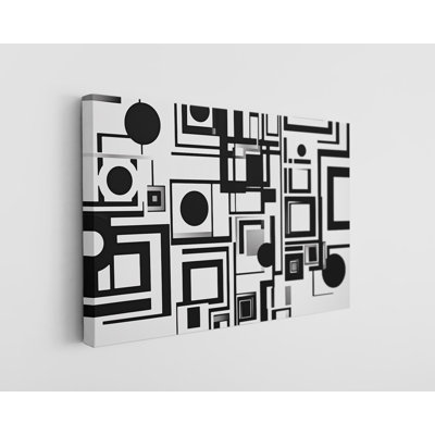 Black and White Geometric Abstract Artwork on High-Quality Canvas Print - Handcrafted Wall Decor - Stylish Art - Gift - Wall Decor, Painting Reproduction