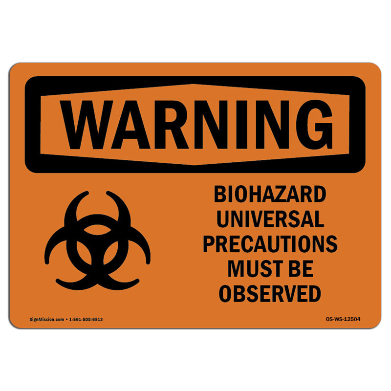 Plaque en aluminium Biohazard Universal avec symbole 12 x 18, H 12 po x l 18 po x P 0,1 po