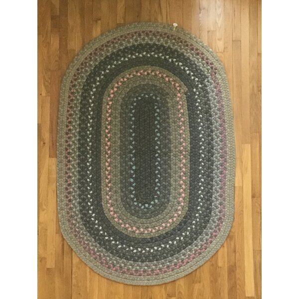 August Grove® Oval Oriel Hand Braided Wool Gray Area Rug