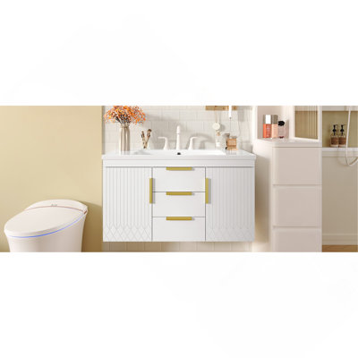 Meuble-lavabo mural 36 po avec 2 tiroirs