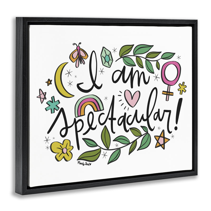 Motivation I Am Spectacular Floating Frame, design par Mandy Ford Art + Illustration, Cadre flottant noir de jais