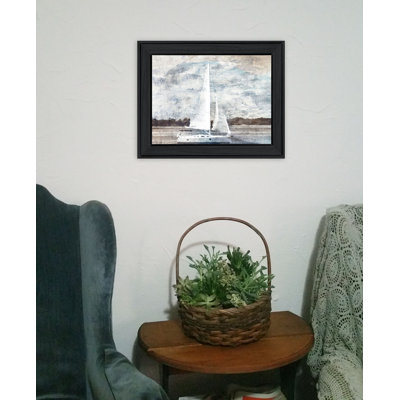 Sailboat On Water Framed Wall Art, Modern Home Décor Print For Living Room, Bedroom & Farmhouse Wall Decoration By Bluebird Barn