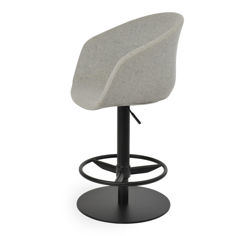 Tribeca Swivel Adjustable Height Bar Stool, Silver Wool
