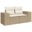 Ensemble de canapé de jardin en rotin PE beige, acier thermolaqué Vidaxl, verre trempé