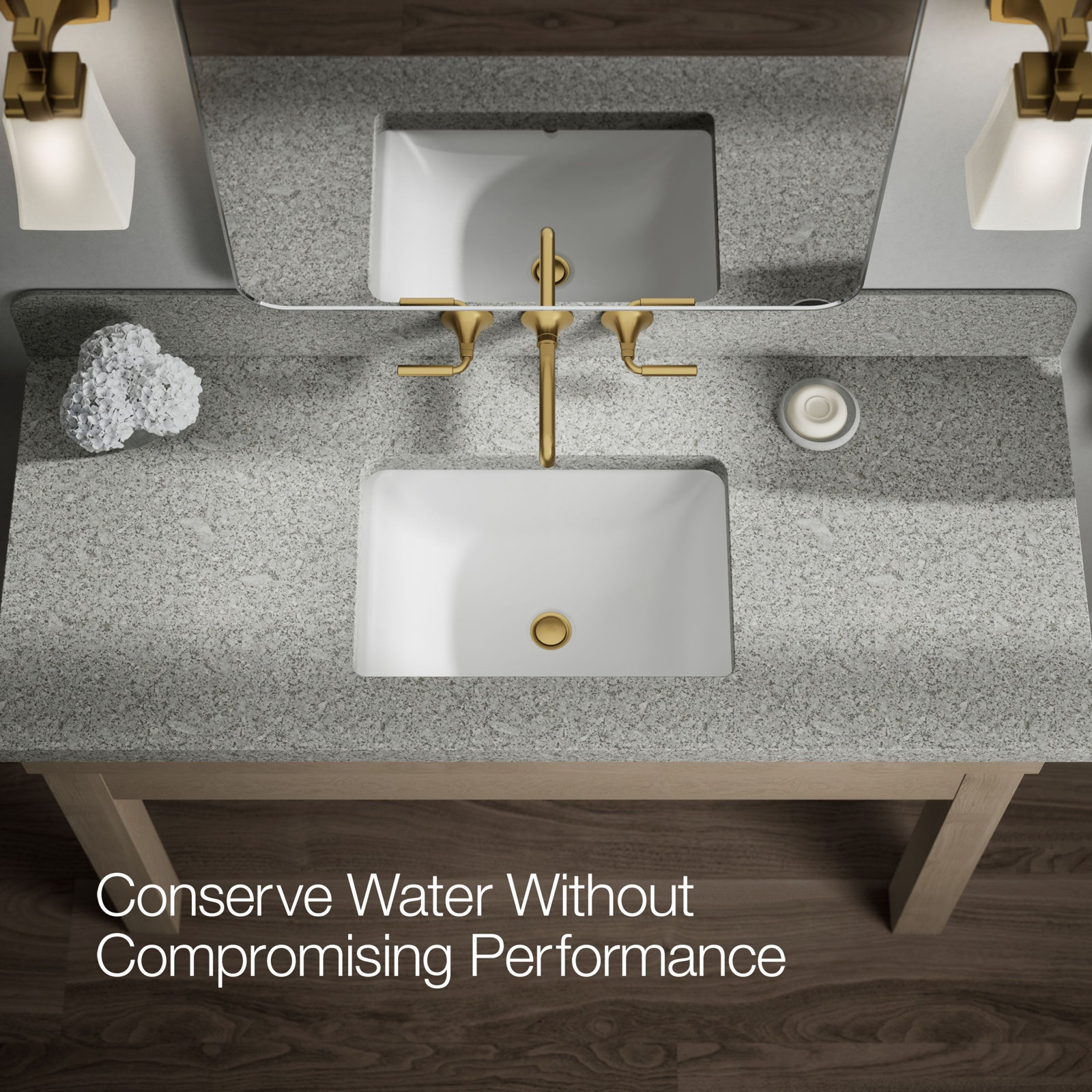 Tone Wall-Mount Bathroom Sink Faucet Trim, Vibrant Brushed Moderne Brass