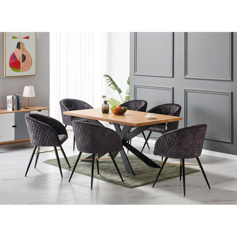 Goddard Modern Velvet Dining Chair - Ergonomic Upholstered Curved Back with Strong Metal Legs - button back Armchair for Living Room Dining Room - Single