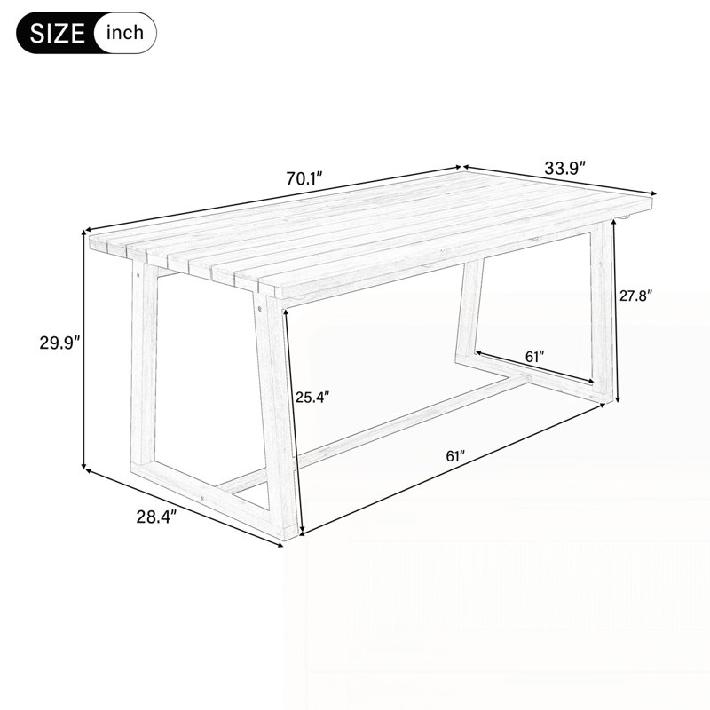 Table d'extérieur pour patio, Brun