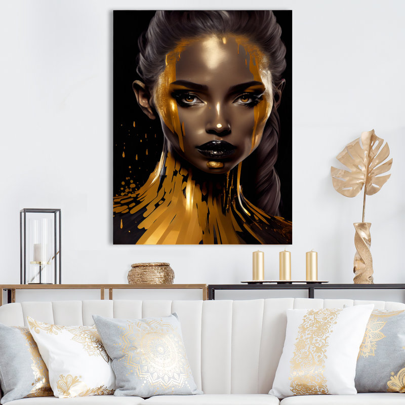 Décoration murale sensuelle femme or liquide IV, H 40 po x l 30 po x P 1 po