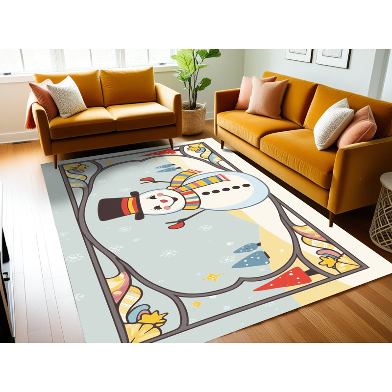 The Holiday Aisle® Washable Christmas Winter Holiday Rug, Rectangle 2' x 3'