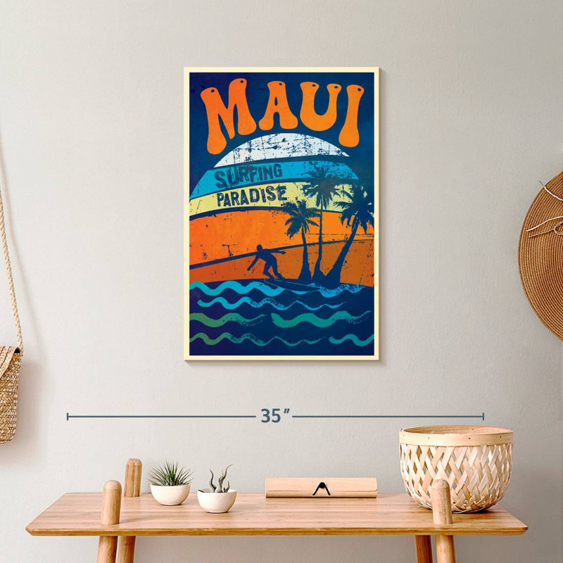 Maui Surfing Paradise sur toile, H 24 po x l 16 po x P 1,25 po