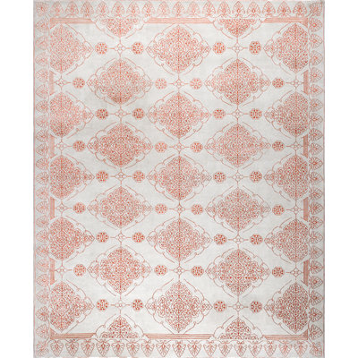 Valencia Oriental Area Rug in Ivory/Salmon