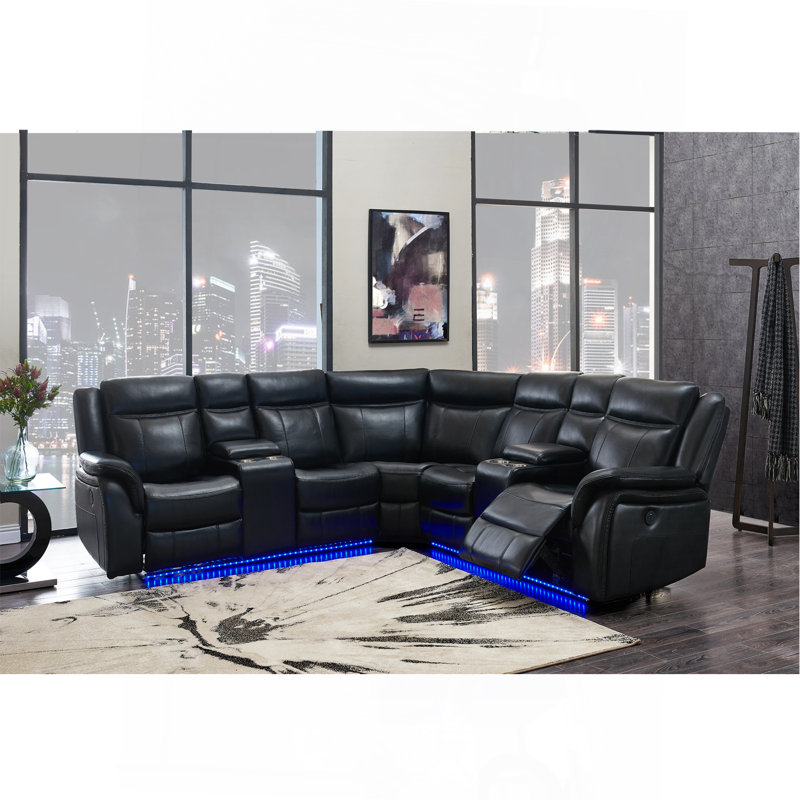 BLACK LEATHER SECTIONAL