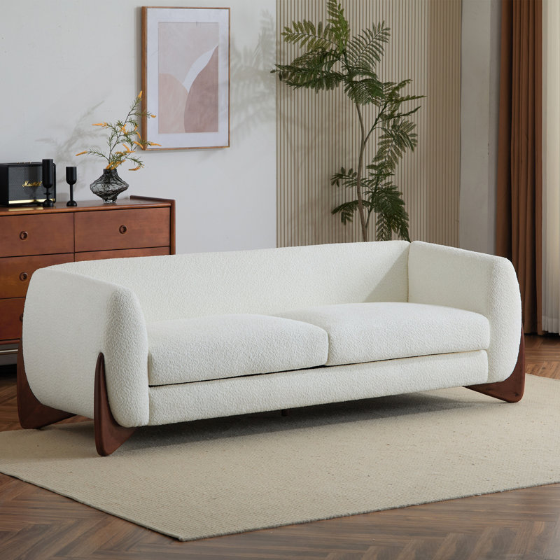 Canapé 82 pouces Boucle Sherpa, Tissu beige