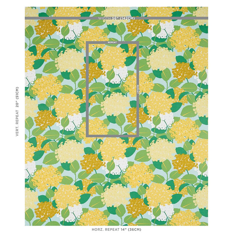 Hydrangea Fabric, Yellow