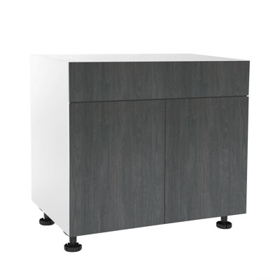 Armoire de cuisine à évier rapide de style moderne, bleu marine et nordique 36 po, 2 portes