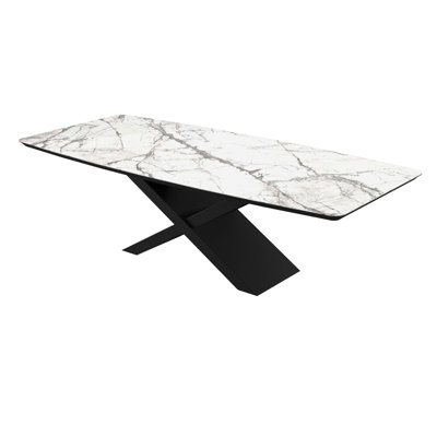 Glass Top Metal Base Dining Table