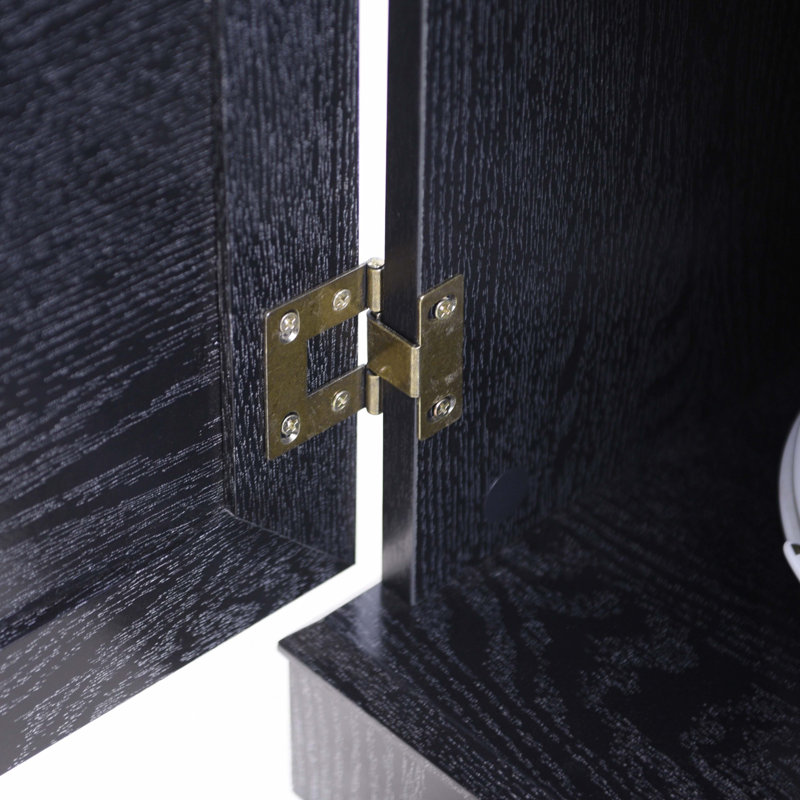Buffet de rangement avec 2 portes décoratives en miroir, Noir