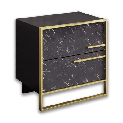 2 Drawers Metal Frame Nightstand